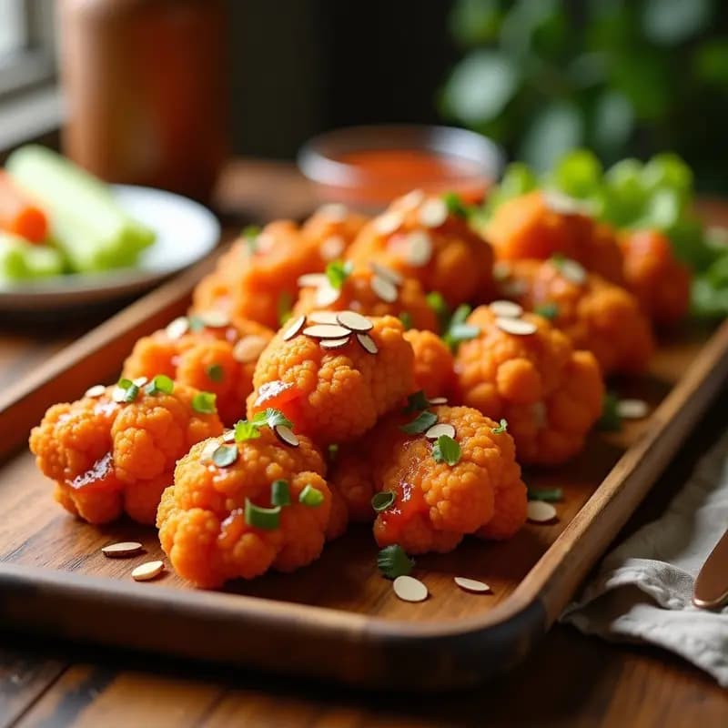 Búfalo Wings de Coliflor al Horno: Receta Americana Crujiente y Vegana con Salsa Picante