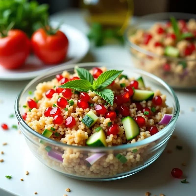 Bulgar de Trigo con Tomate, Pepino y Menta: Ensalada Árabe Fresca y Vegana para Tupper