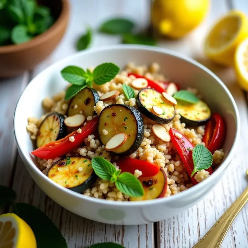 B Bulgaros de Trigo con Verduras y Limón: Ensalada Vegana y Alta en Fibra
