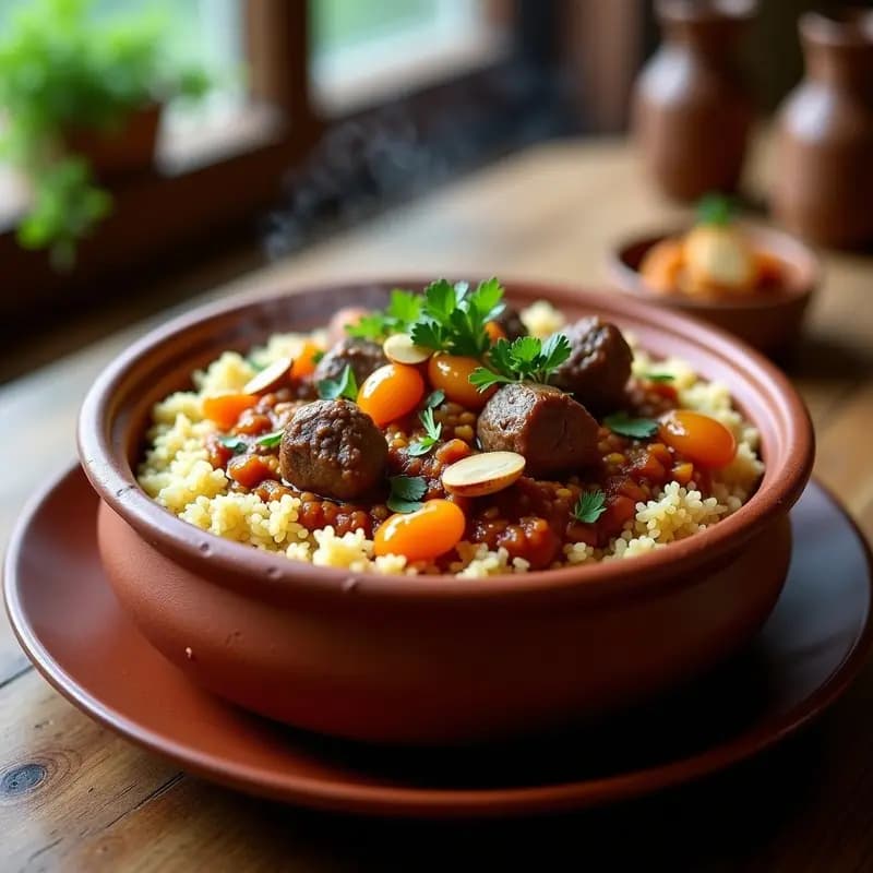 Bulghur con Cordero y Albaricoques Secos: Receta Turca de una Olla con Sabores Orientales