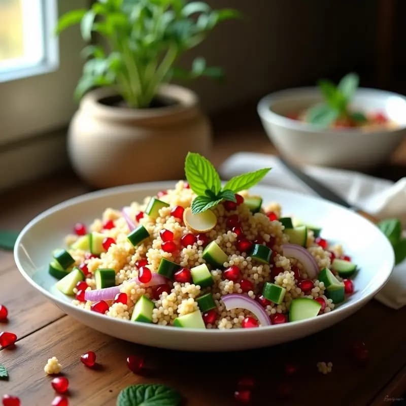 Bulghur con Granada y Hierbabuena: Ensalada Libroanesa Fresca y Sin Cocción