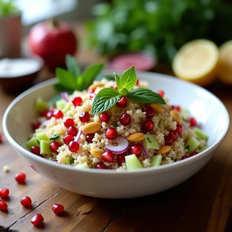 Bulghur con Granados y Menta: Ensalada Armena Fresca y Sin Cocción