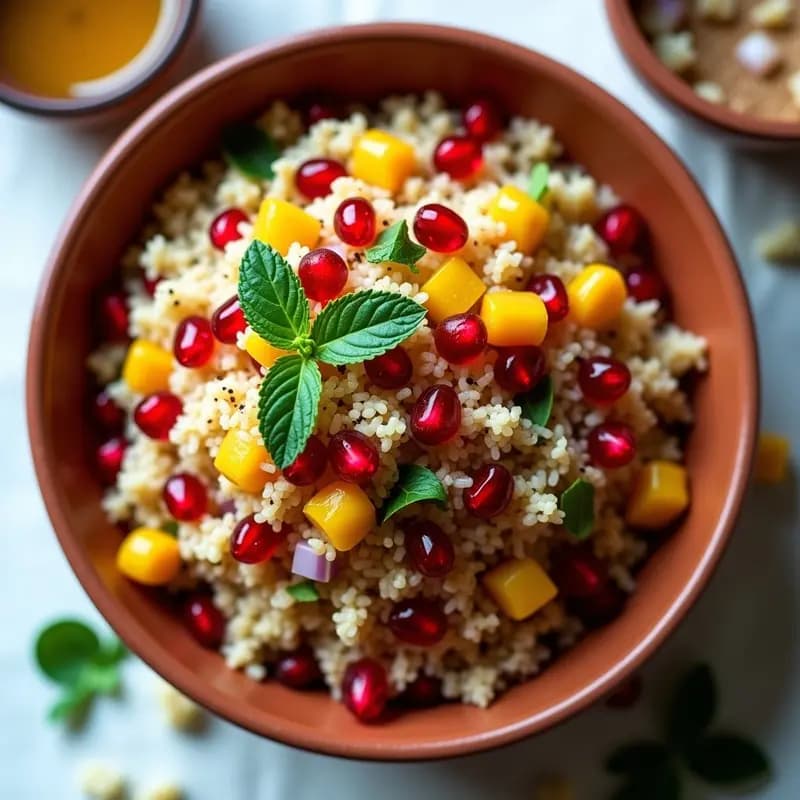 Bulghur con Granadas y Mentais: Ensalada Libanesas Fresca y Nutritiva en 15 Minutos