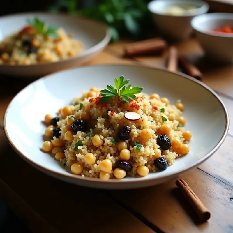 Bulghur Pilaf con Garbanzos y Pasas: Receta Turca Vegana con Especias de Oriente Medio