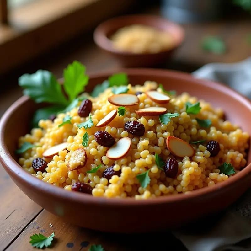 Bulghur Pilaf con Pasas y Almendras: Acompañamiento Turco Rapido y Nutritivo