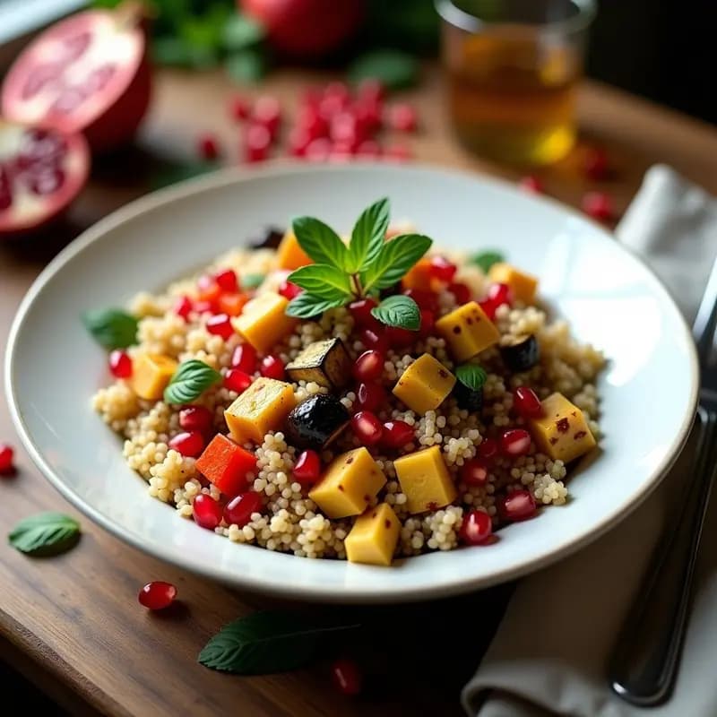 Bulghur con Vegetales Asados y Granadas: Ensalada Turca Vegana y Sin Gluten