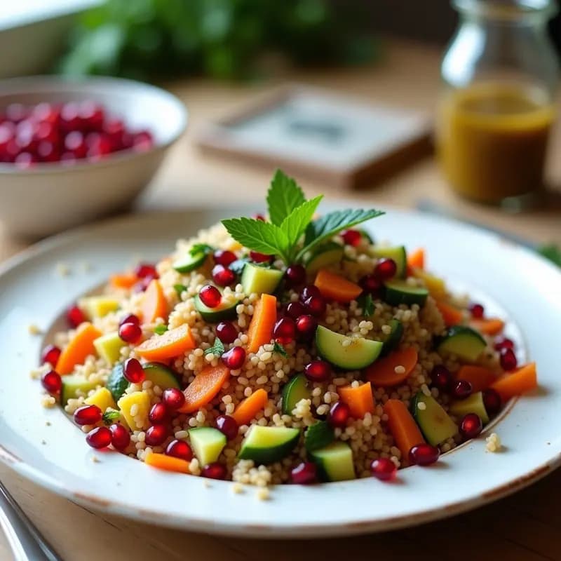 Bulghur con Verduras y Granados: Ensalada Turca Fresca y Colorida