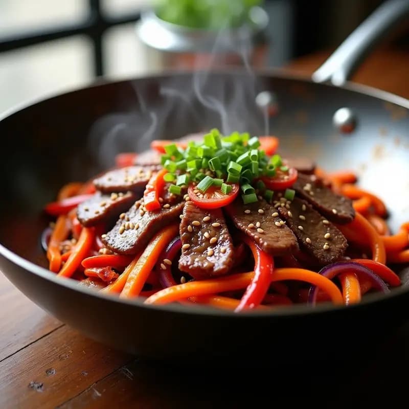 Bulgogi Coreano con Salsa Gochujang: Receta Auténtica en Wok para Cenas Rápidas