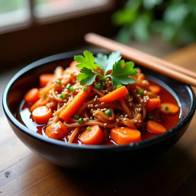 Bulgogi de Jackfruit y Zanahoria: Estofado Coreano Vegano con Salsa Gochujang