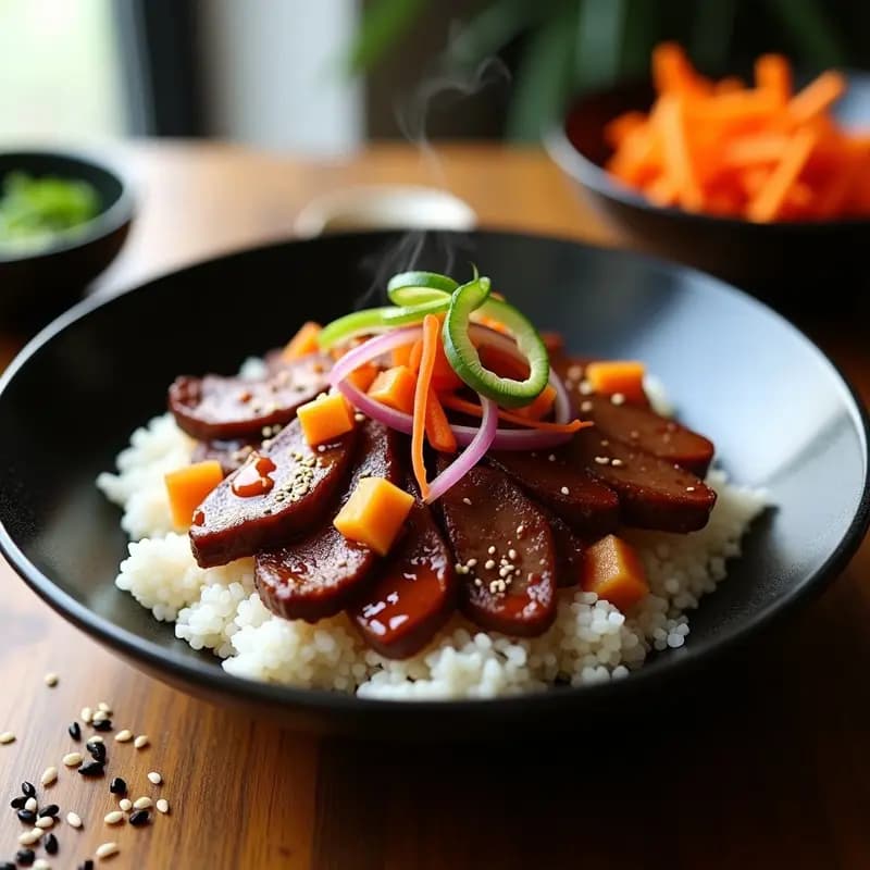 Bulgogi de Res con Peras Asiáticas: Receta Coreana marinada en Salsa Gochujang