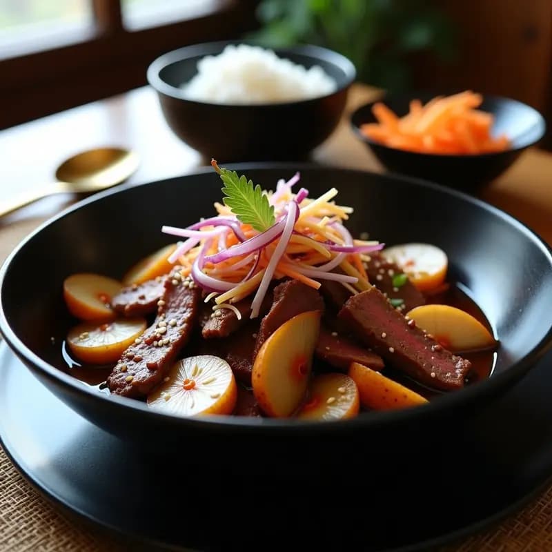 Bulgoogi Coreano de Res con Peras: Receta Dulce y Salada en Sartén