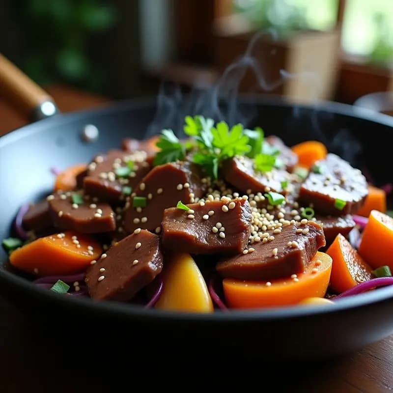Bulgoogi de ternera con pera asiática: Receta Coreana en Sartén Antiadherente