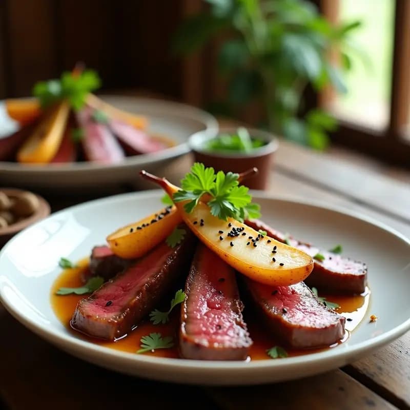 Bulogogi de Ternera con Peras Asadas: Receta Coreana Dulce-Salada en Olla Rápida