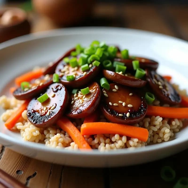 Bulgoogi Coreano de Champiñones Portobello: Receta Vegana en Airfryer con Salsa Gochujang