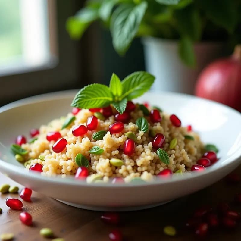 Bulgur Pilaf con Granada y Mentas: Receta Turca Vegana y Refrescante