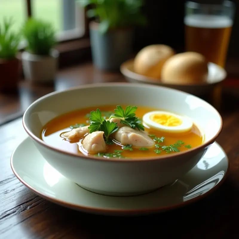 Bulião de Frango com Salsinha: Caldo Portugués de Pollo con Perejil en 30 Minutos