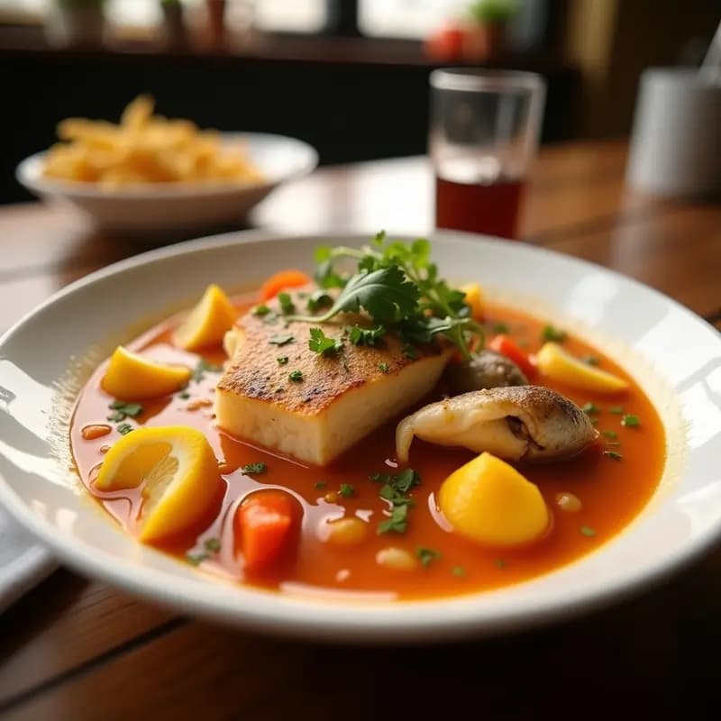 Bulião de Peixe con Mariscos: Sopa Portuguesa de Pescado con Azafrán y Limón