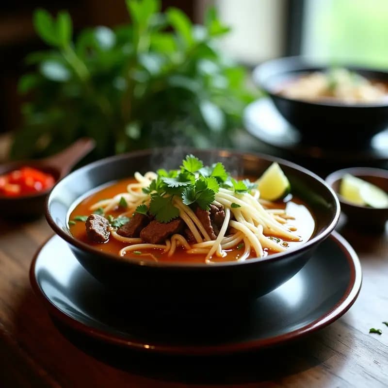 Bun Bo Hue con Carne de Res y Fideos de Arroz: Receta Vietnamita Tradicional