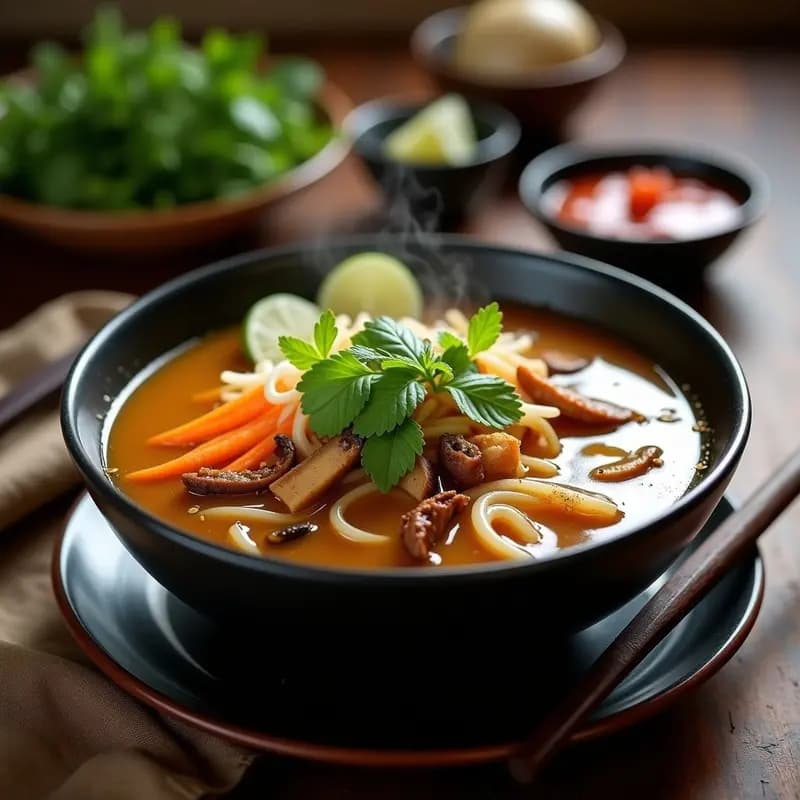 Bun Bo Hue con Hongos Ostra: Sopa Picante Vietnamita Vegana en Olla Lenta