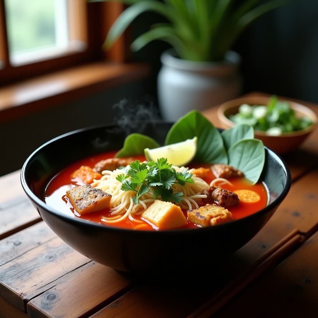 Bún Bò Huế Vegano con Seitan y Lemongrass: Sopa Vietnamita Picante en Olla Exprés
