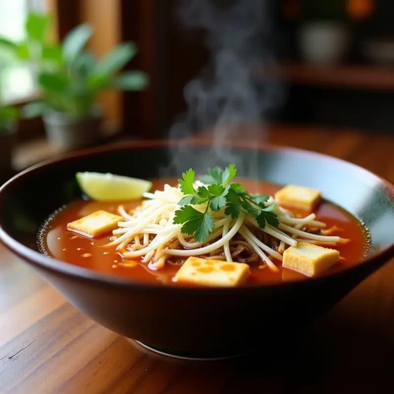 Bun Bo Hue Estilo Vegetariano con Sincelejo y Tofu: Sopa Picante Vietnamita en Olla Rápida