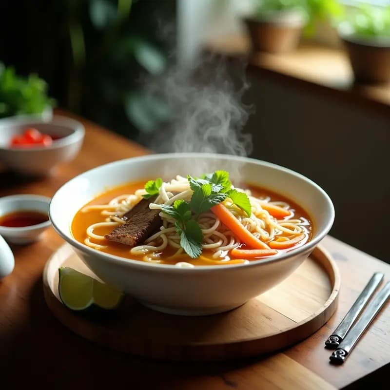 Bun Bo Nam Bo con Fideos de Arroz y Hierbas: Sopa Vietnamita de Res sin Gluten