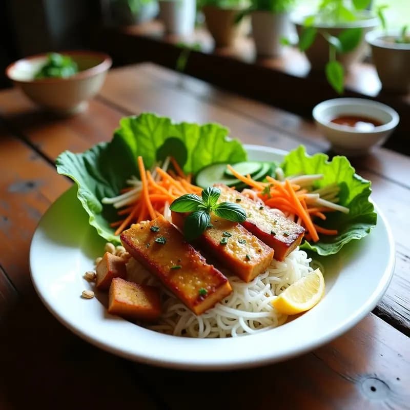 Bun Bo Nam Bo Vegano con Tofu y Vermicelli: Receta Vietnamita Fresca y Sin Carne