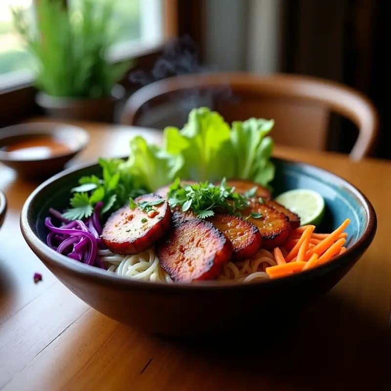 Bun Cha Vietnamita con Carne de Cerdo a la Parrilla: Receta Callejera en Sartén