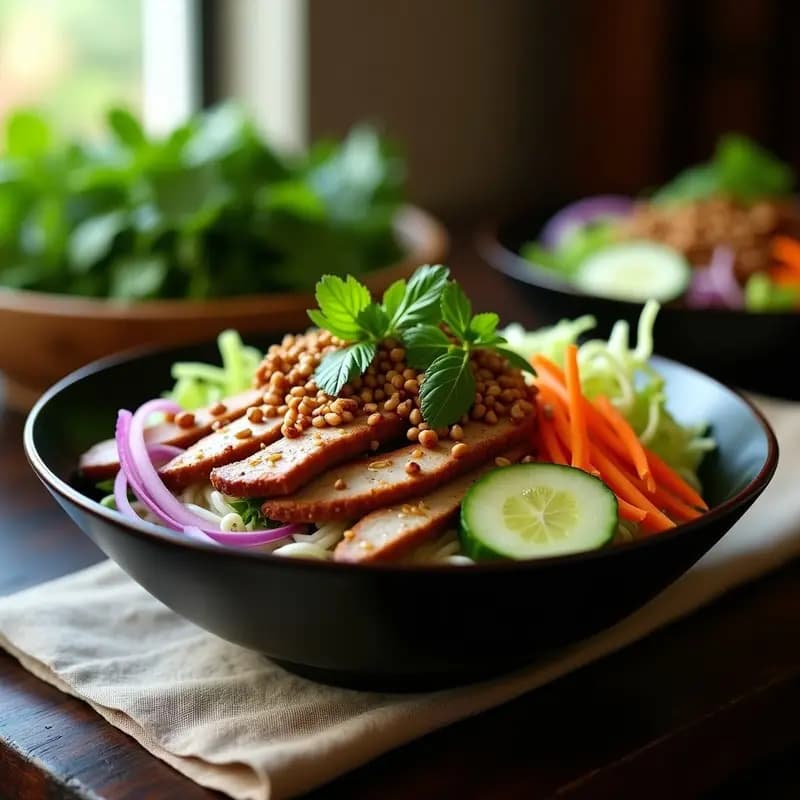 Bun Chà Vietnamita con Carne a la Parrilla: Receta en Bowl Alta en Proteína