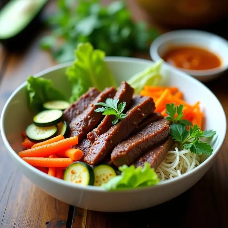 Bun Cha Vietnamita con Carne de Res y Verduras: Receta en Airfryer