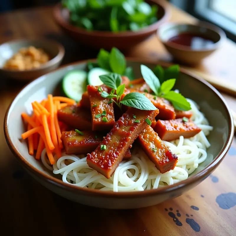Bun Chả de Cerdo Marinado: Receta Vieta Namita en Airfryer con Vermicelli