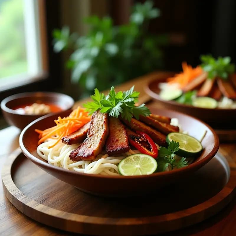 Bun Cha Vimetnamita de Cerdo y Fideos de Arroz: Receta Tradicional con Salsa Nuoc Cham