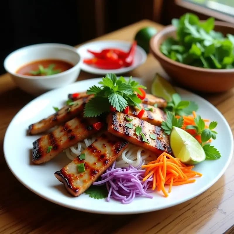 Bun Cha Vietnamita de Cerdo y Hierbas: Receta zurta y Dulce en Barbacoa