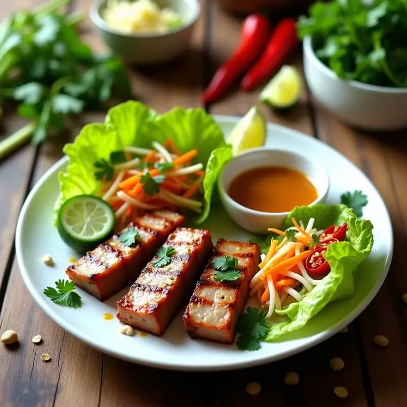 Bun Cha Vietnamita con Cerdo Lemongrass y Rollitos de Lechuga: Receta Callejera en Casa