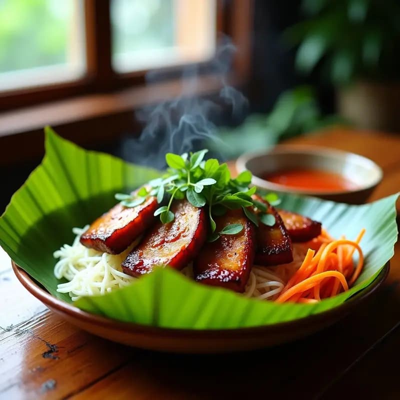 Bún Chả de Cerdo Marinado con Hierbas Vietnamitas: Receta Tradicional en Grill