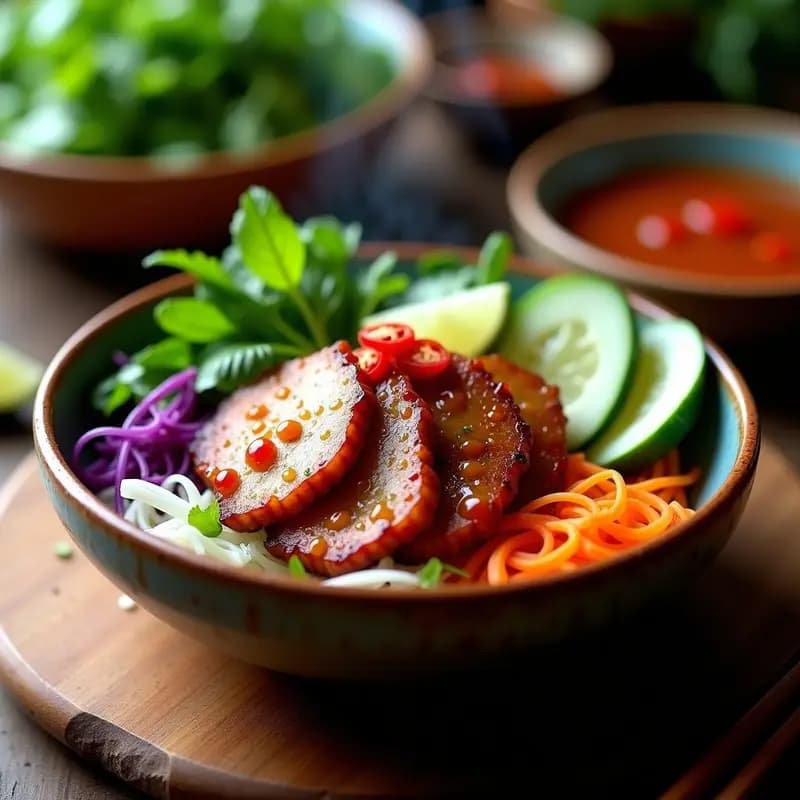 Bun Cha de Cerdo Marinado en Salsa de Pescado: Receta Vietnamita Auténtica en 30 Minutos