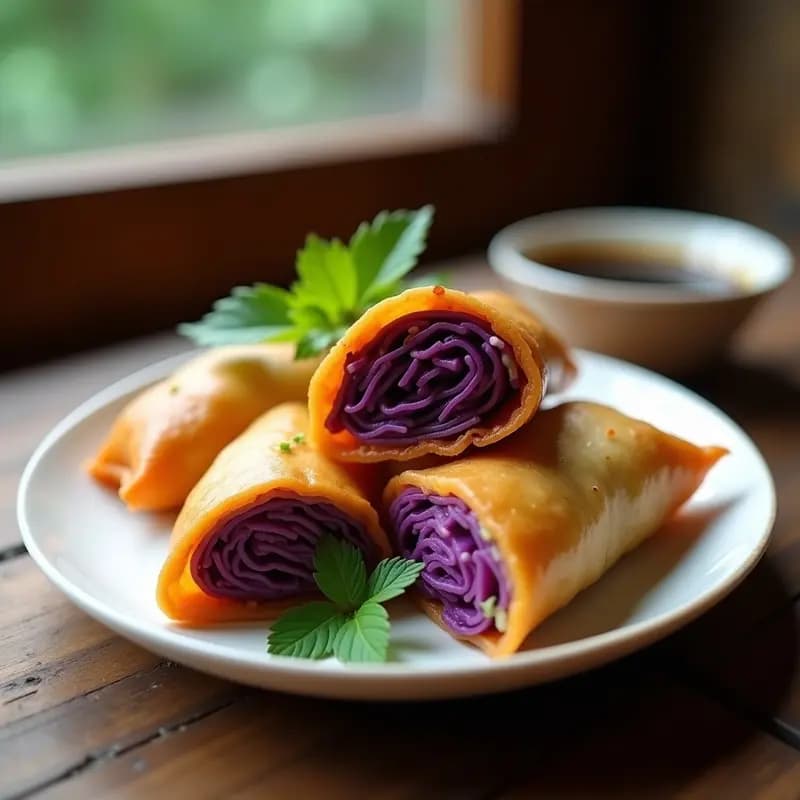 Bun Cha Gio de Col Morada y Zanahoria: Receta Vietnamita Vegana y Crujiente