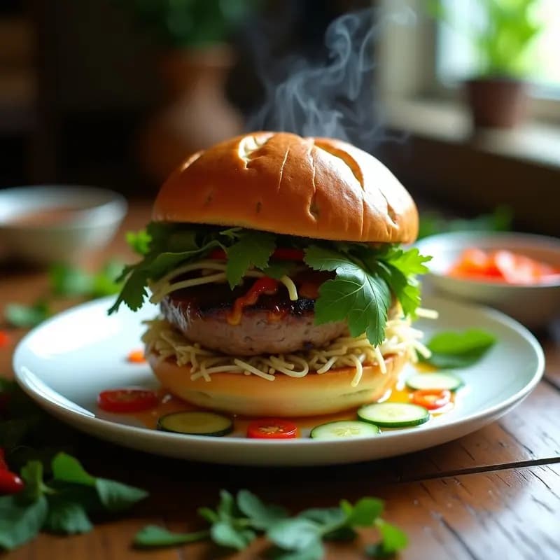 Bun Cha Hanoi autentico: Hamburguesa vietnamita con hierbas frescas en 30 minutos