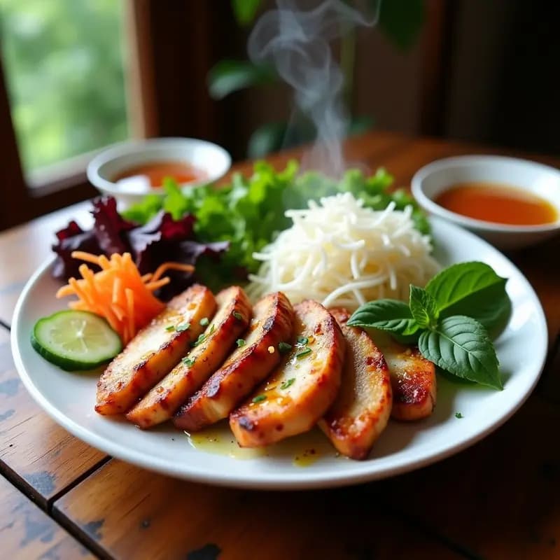 Bun Cha Hanoi de Pollo Marinado con Hierbas: Receta Vietnamita en Grill Casero
