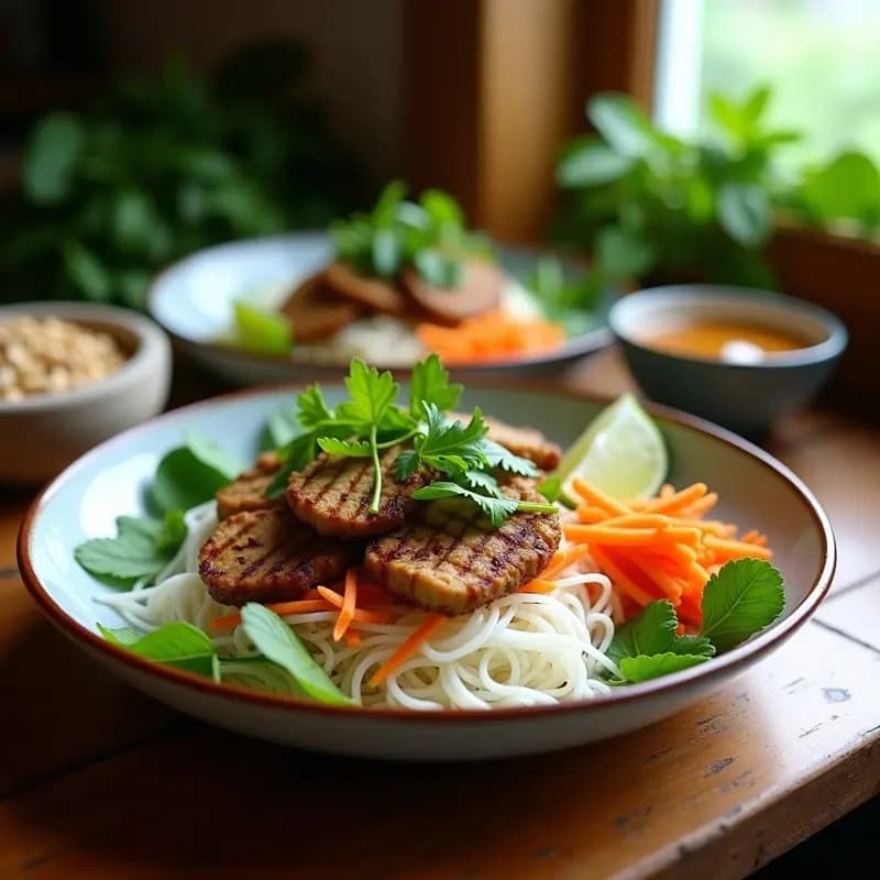 Bun Cha Hanoi con Carnes Vegetales: Receta Vietnamita Vegana y Sin Gluten