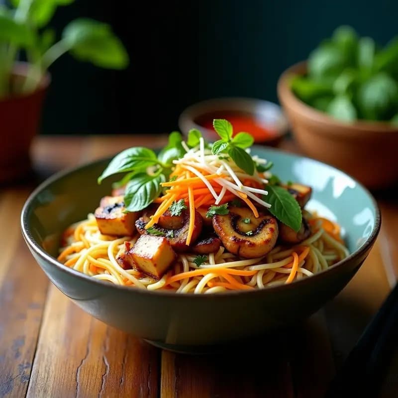 Bun Cha Vietnamita con Hongos Ostra: Receta Vegetariana Alta en Umami