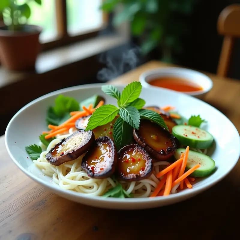 Bun Cha Vietnamita con Hongos Shitake: Receta Vegana a la Parrilla