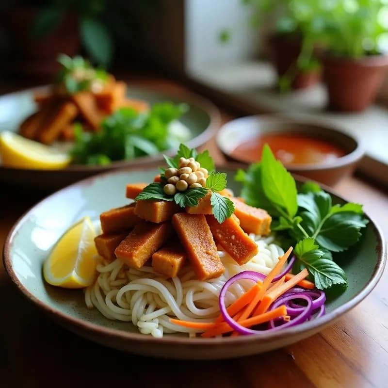 Bun Cha Vietnamita de Jackfruit y Hierbas Frescas: Receta Vegana y Sin Gluten