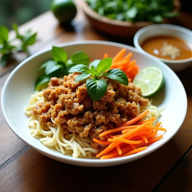 Bun Cha Vietnamita con Carne de Jackfruit: Receta Vegana en Sartén con Nuoc Cham
