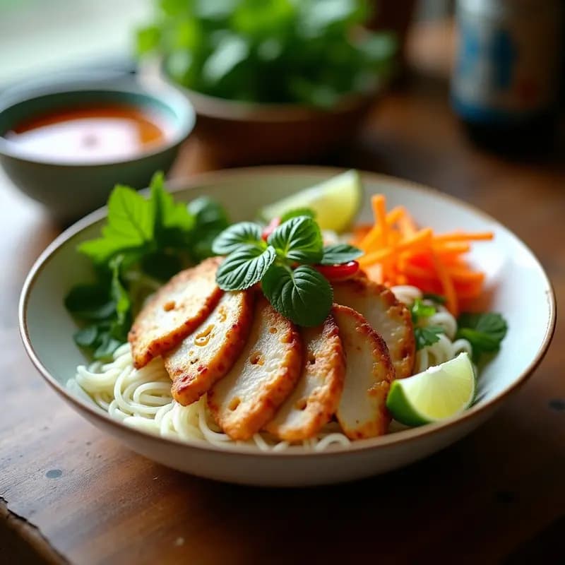Bun Cha Vietnamita con Pollo Marinado: Receta en Airfryer con Vermicelli de Arroz