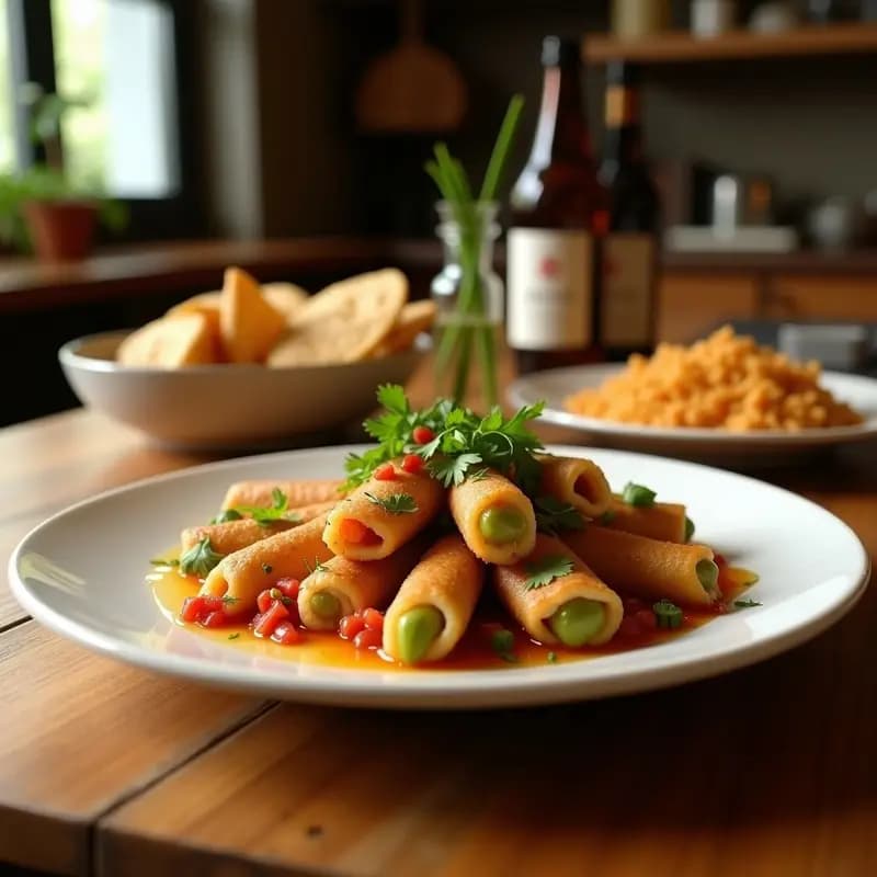 Buny Chaos Thai: Rollitos de Primavera Fritos con Cerdo y Repollo Morado
