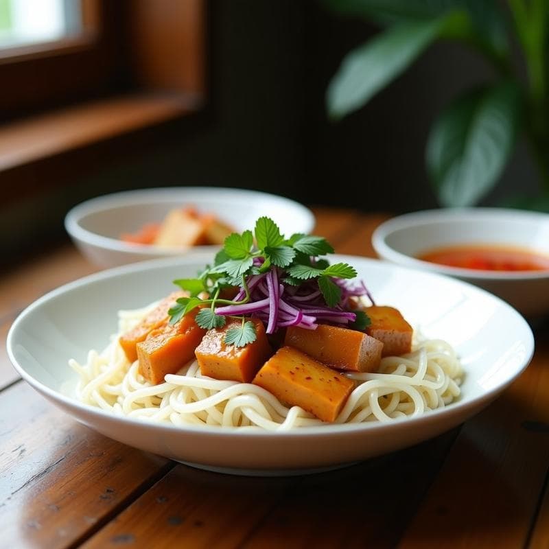 Bun Cha Vietnamita con Tofu Ahumado: Receta Vegana en Olla Express