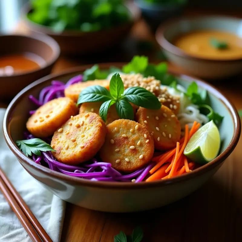 Bun Cha Vietnamita con Tofu: Hamburguesa de Cerdo Veganizada y Sin Gluten