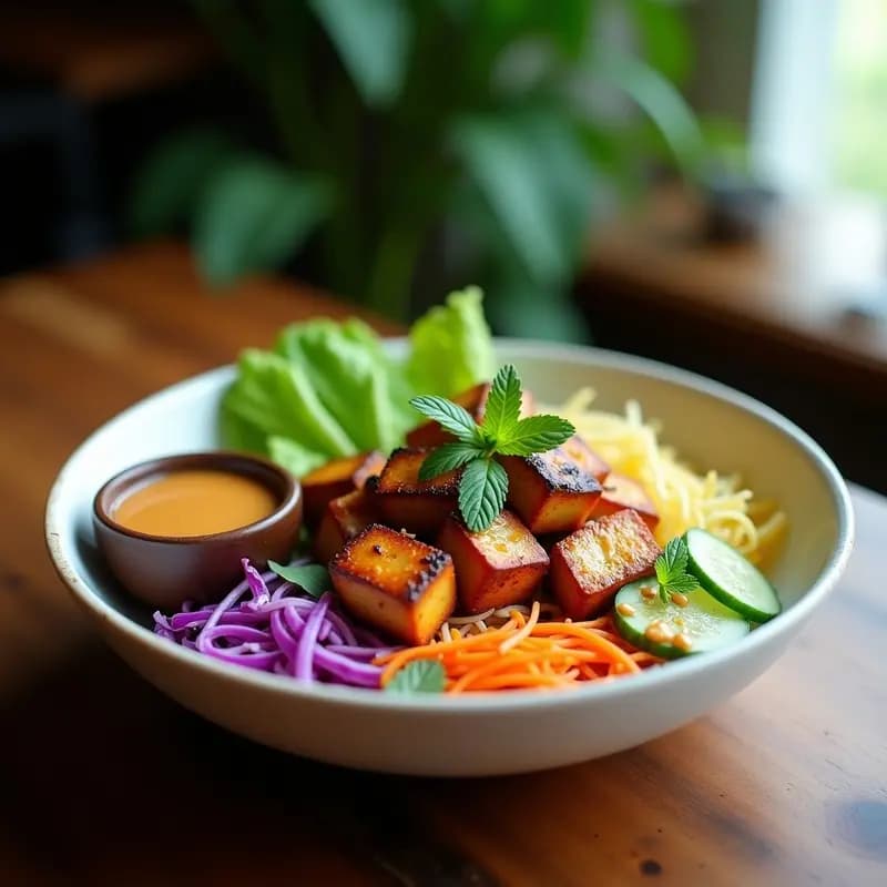 Bun Cha Viet Nam con Tofu: Receta Vegana de Barbacoa en Sartén