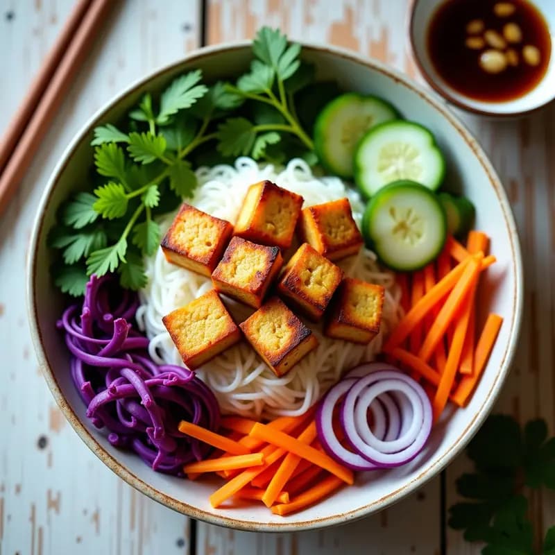 Bun Cha Hanoi con Tofu: Versión Vegana del Plato Vietnamita en Airfryer